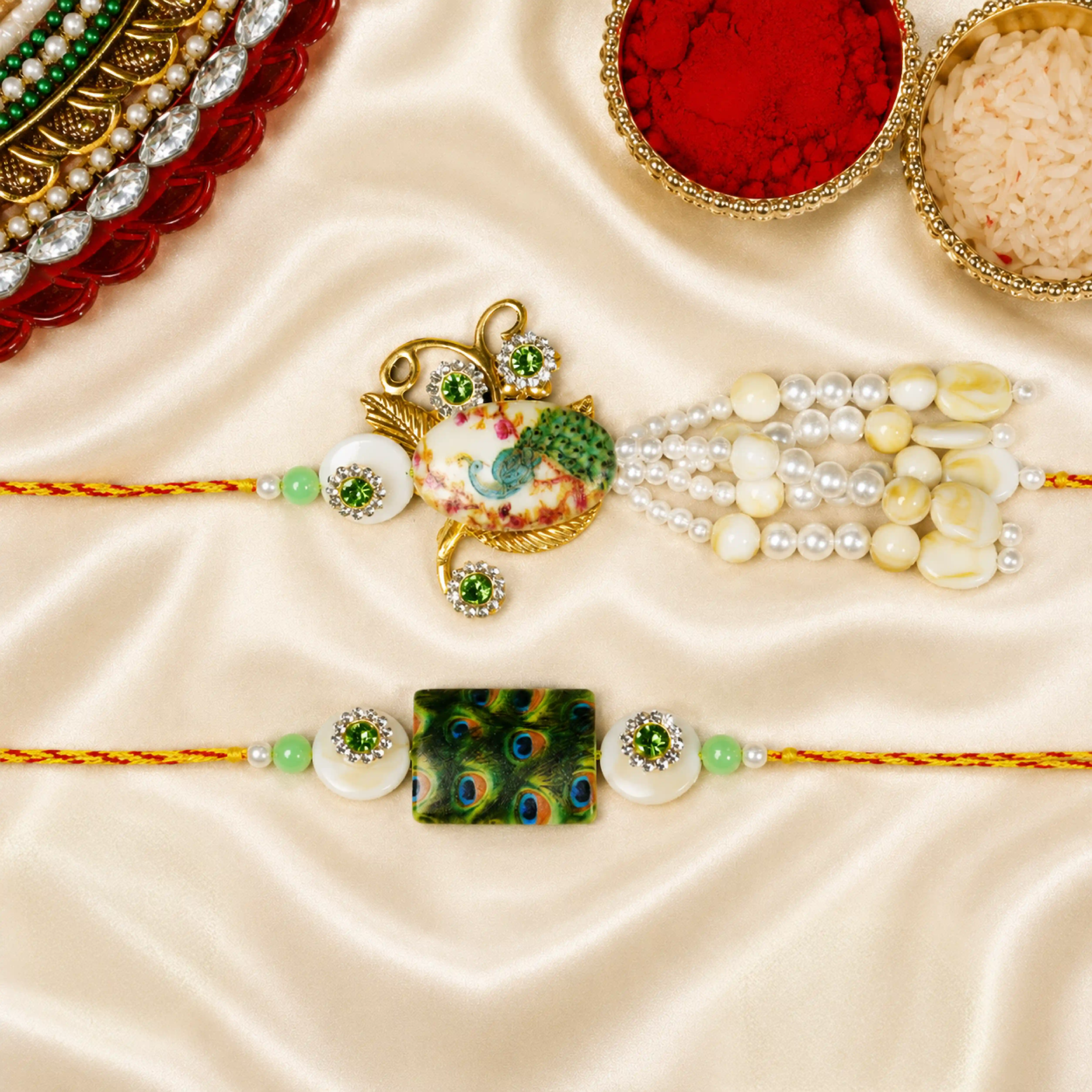 Peacock Printed Bhaiya Bhabhi Rakhi