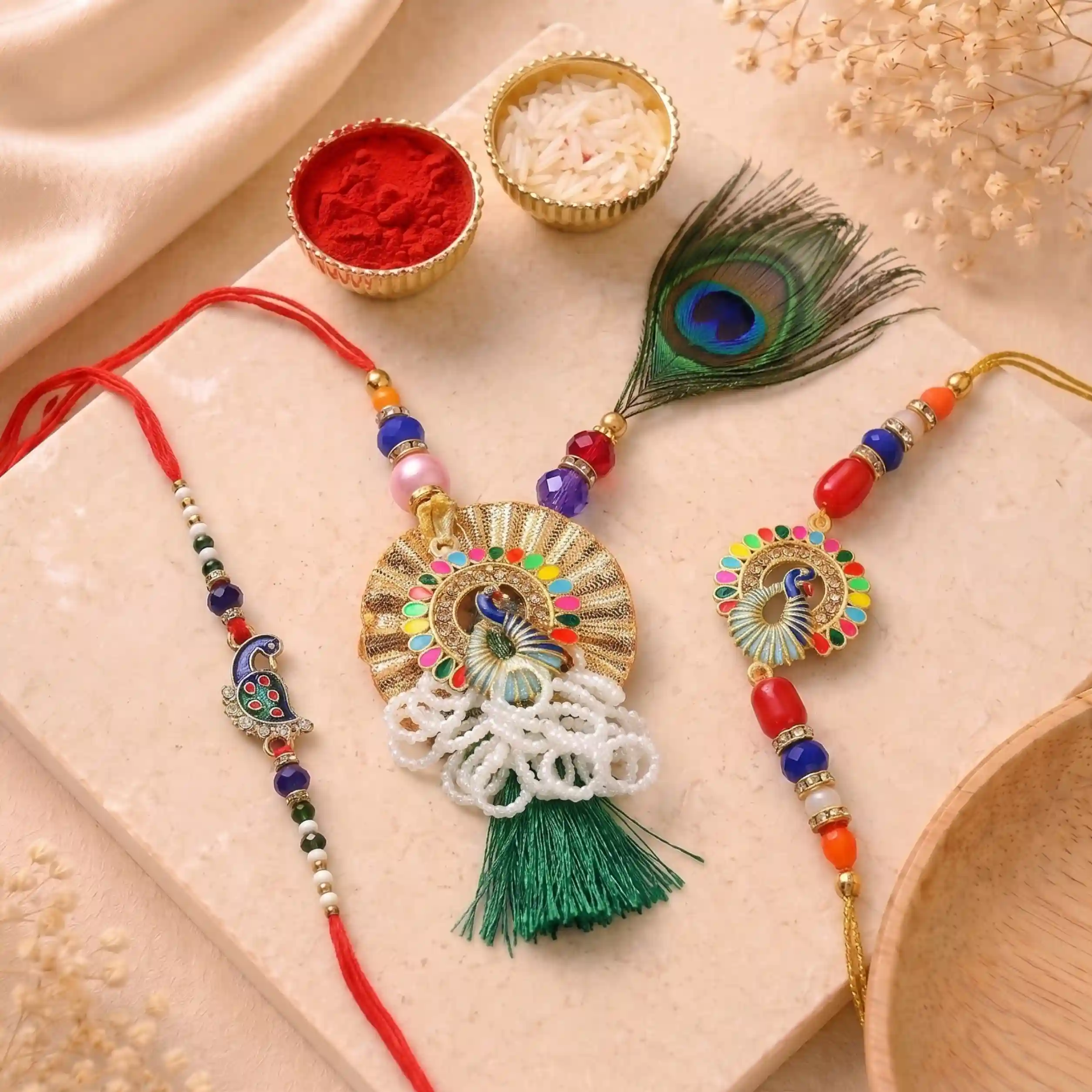 Peacock Rakhis (Pack of 3)