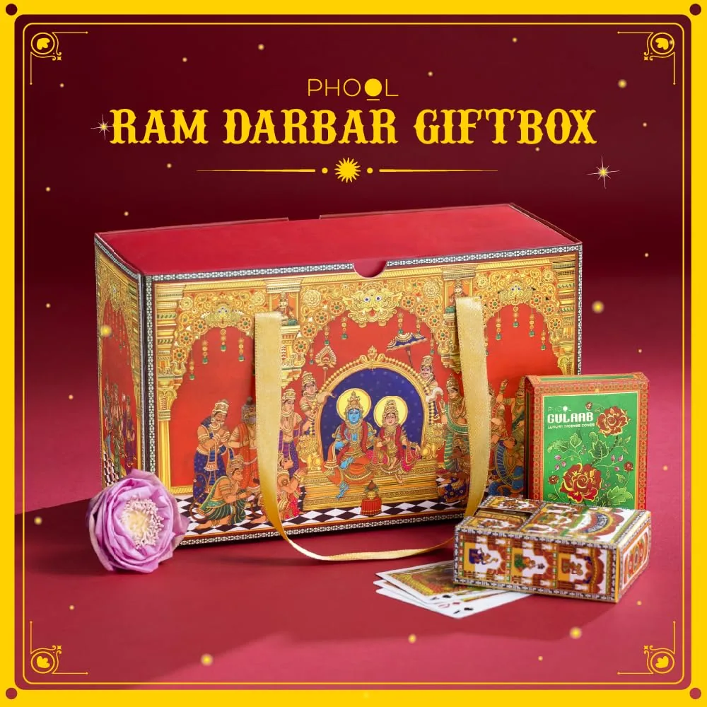 Phool 13 Item Ram Darbar Diwali Gift Box 2026 | Ladoo, Chikky, Votive Set, Diyas, Candles, Rose Mishri, Playing Cards | Premium Diwali Hamper for Home Decor, Corporate and Family Gifting-2