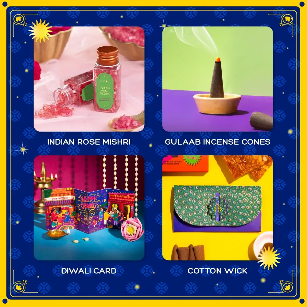 Phool 13 Item Ram Darbar Diwali Gift Box 2026 | Ladoo, Chikky, Votive Set, Diyas, Candles, Rose Mishri, Playing Cards | Premium Diwali Hamper for Home Decor, Corporate and Family Gifting-4