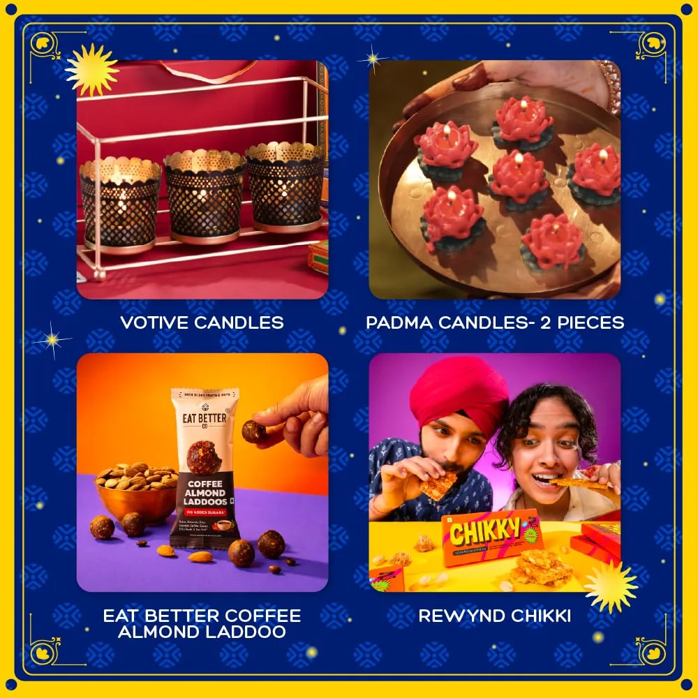 Phool 13 Item Ram Darbar Diwali Gift Box 2026 | Ladoo, Chikky, Votive Set, Diyas, Candles, Rose Mishri, Playing Cards | Premium Diwali Hamper for Home Decor, Corporate and Family Gifting-5