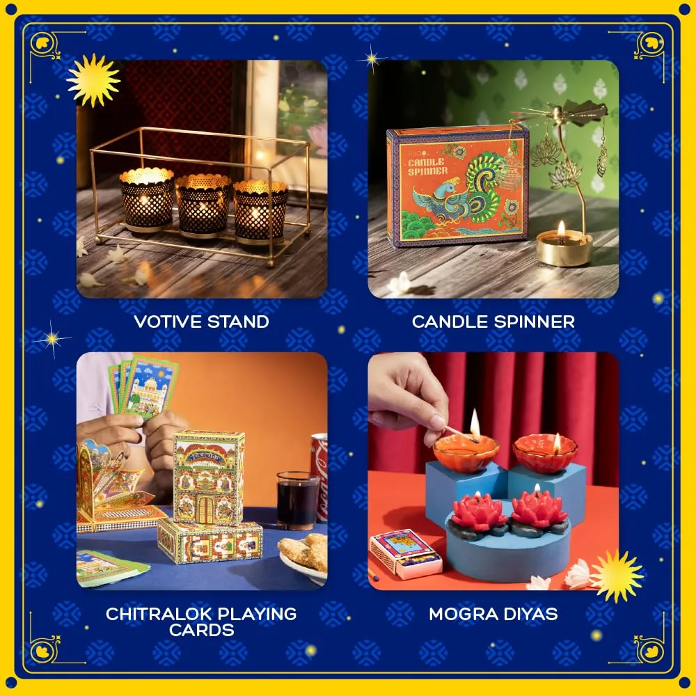 Phool 13 Item Ram Darbar Diwali Gift Box 2026 | Ladoo, Chikky, Votive Set, Diyas, Candles, Rose Mishri, Playing Cards | Premium Diwali Hamper for Home Decor, Corporate and Family Gifting-6