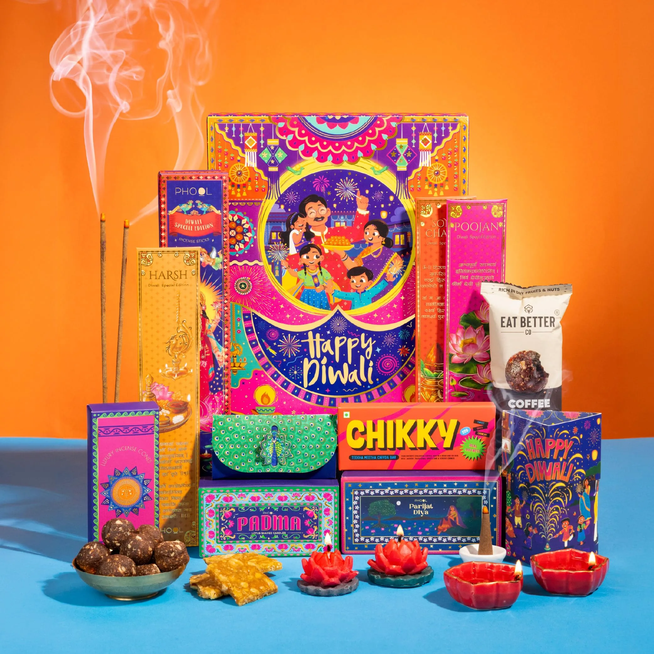 Phool 10 Item Shubh Diwali Popup with Lantern Giftbox 650 gm