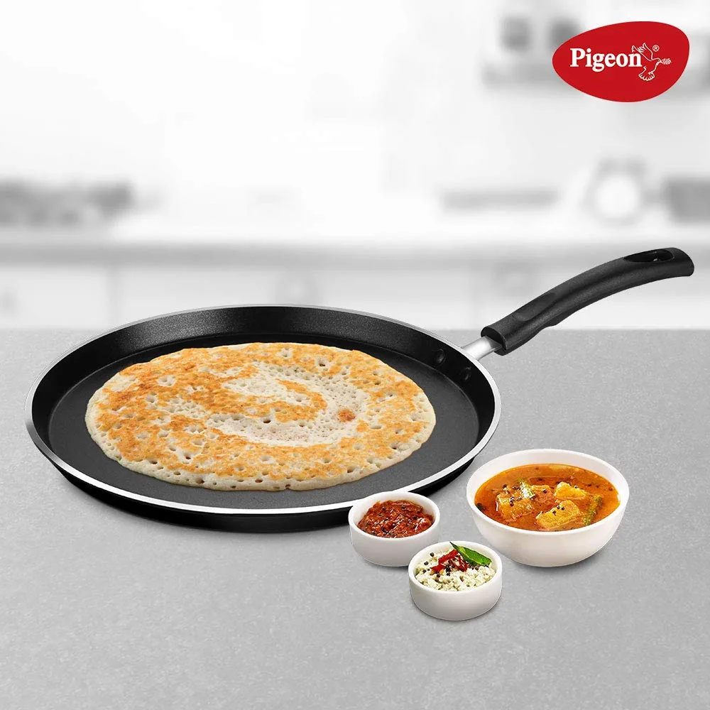 Pigeon Special Non Induction Base Aluminium Non Stick Flat Tawa, 270mm, Cookware with 3mm width, Black-5