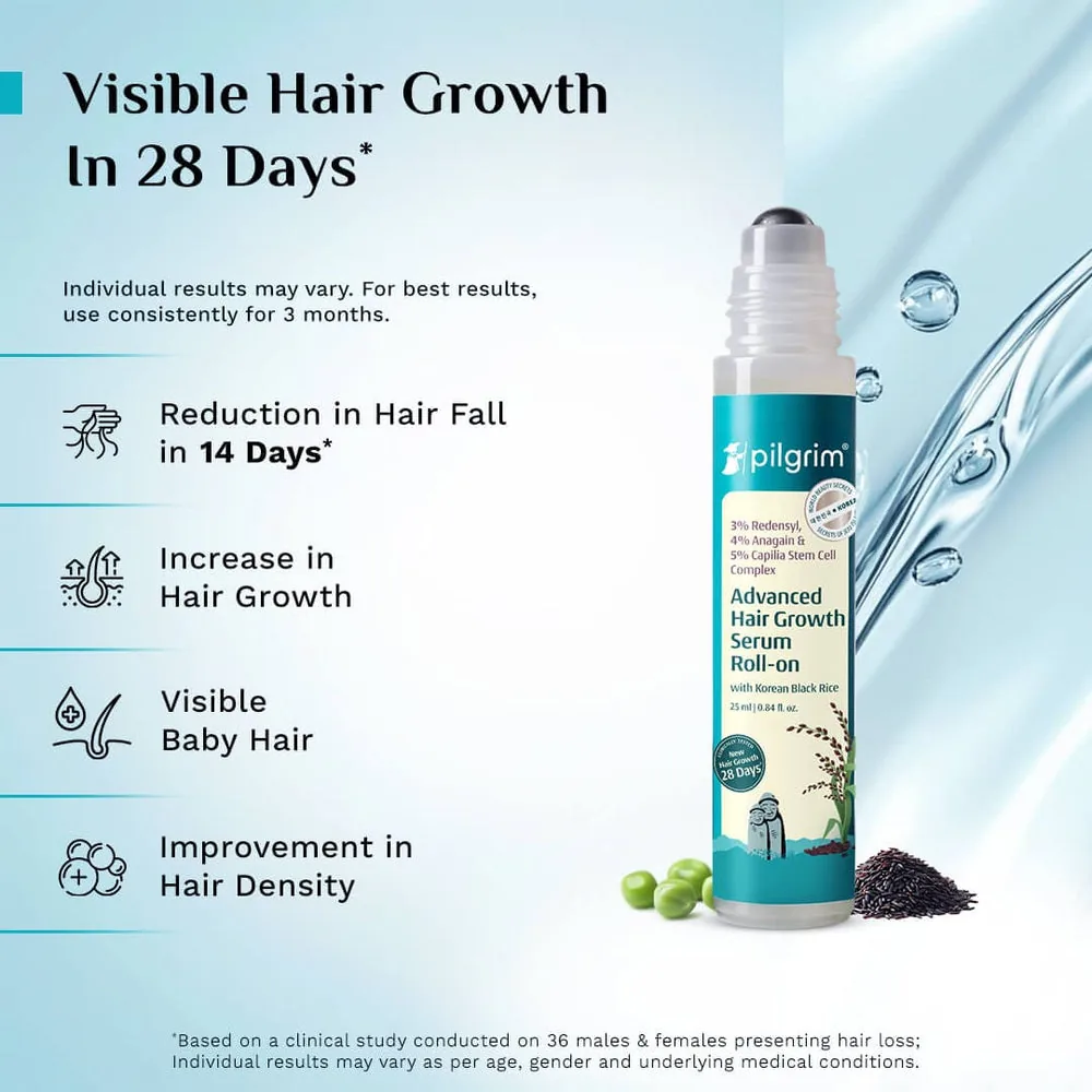 Pilgrim 3% Redensyl, 4% Anagain & 5% Capilia Stem Cell Complex Advanced Hair Growth Serum Roll-On | Scalp Nourishing Serum | Advanced Hair Growth Formula-4