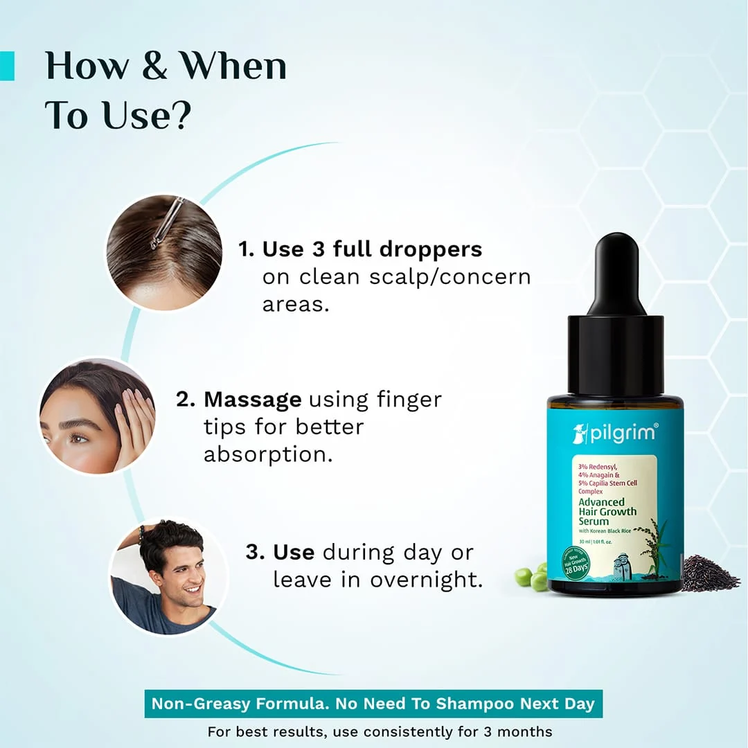 Pilgrim 3% Redensyl + 4% Anagain Advanced Hair Growth Serum | Hair Care | For Thicker, Denser Hair-4