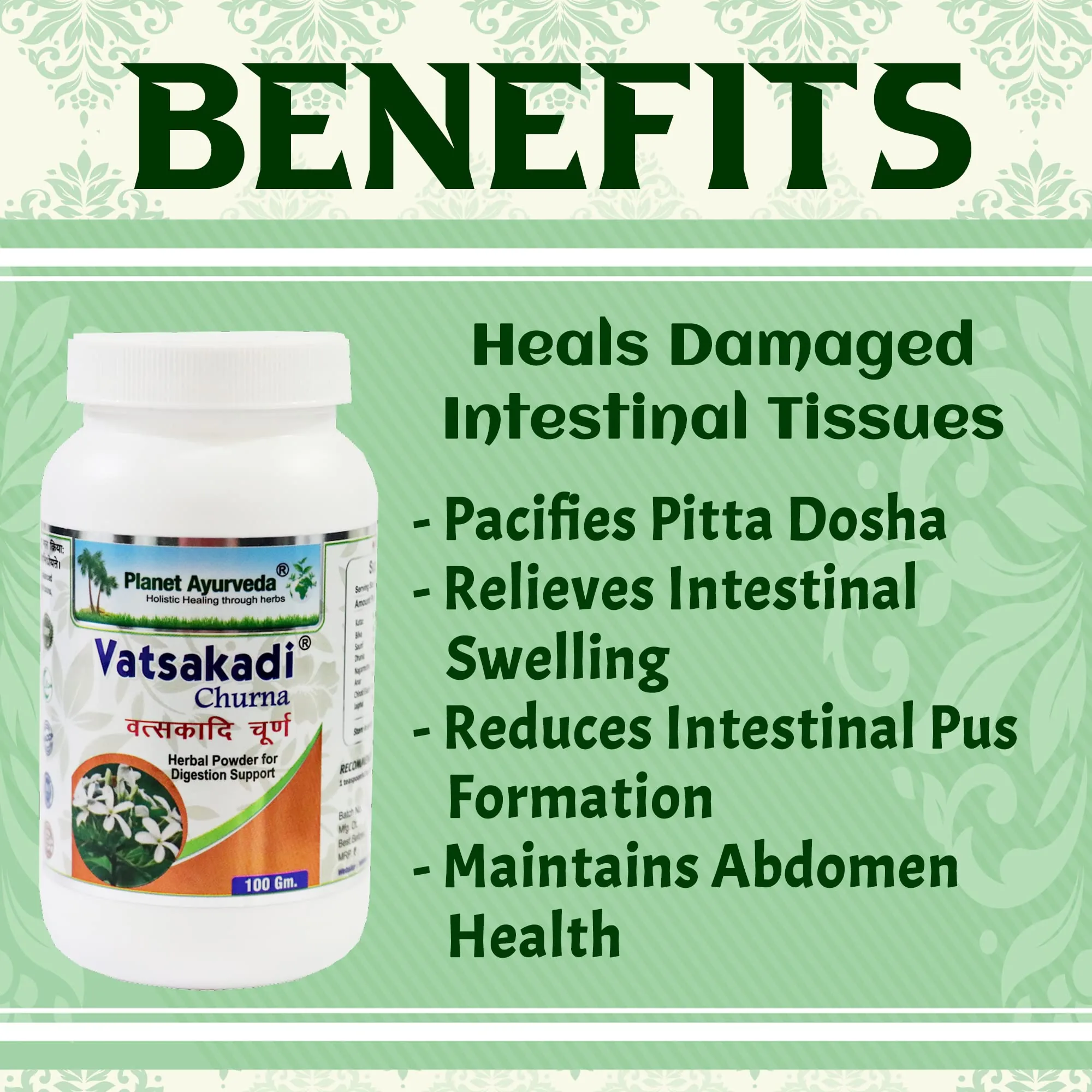 Planet Ayurveda Vatsakadi Churna | Herbal Digestive Powder | Intestinal Health Support-3