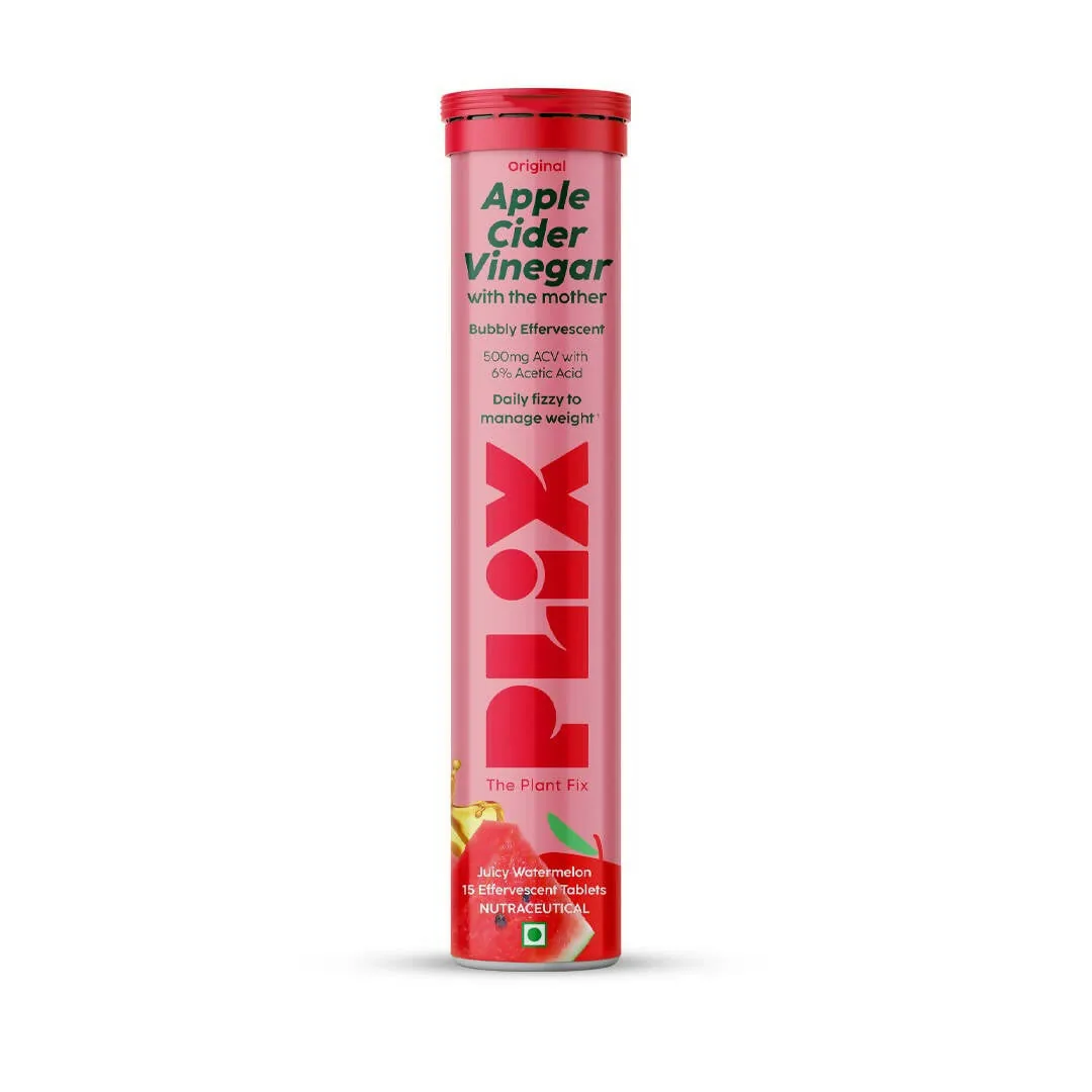 Plix The Plant Fix Apple Cider Vinegar Effervescent Tablets | Watermelon Flavor ACV with Mother | Digestion & Cravings Support-1