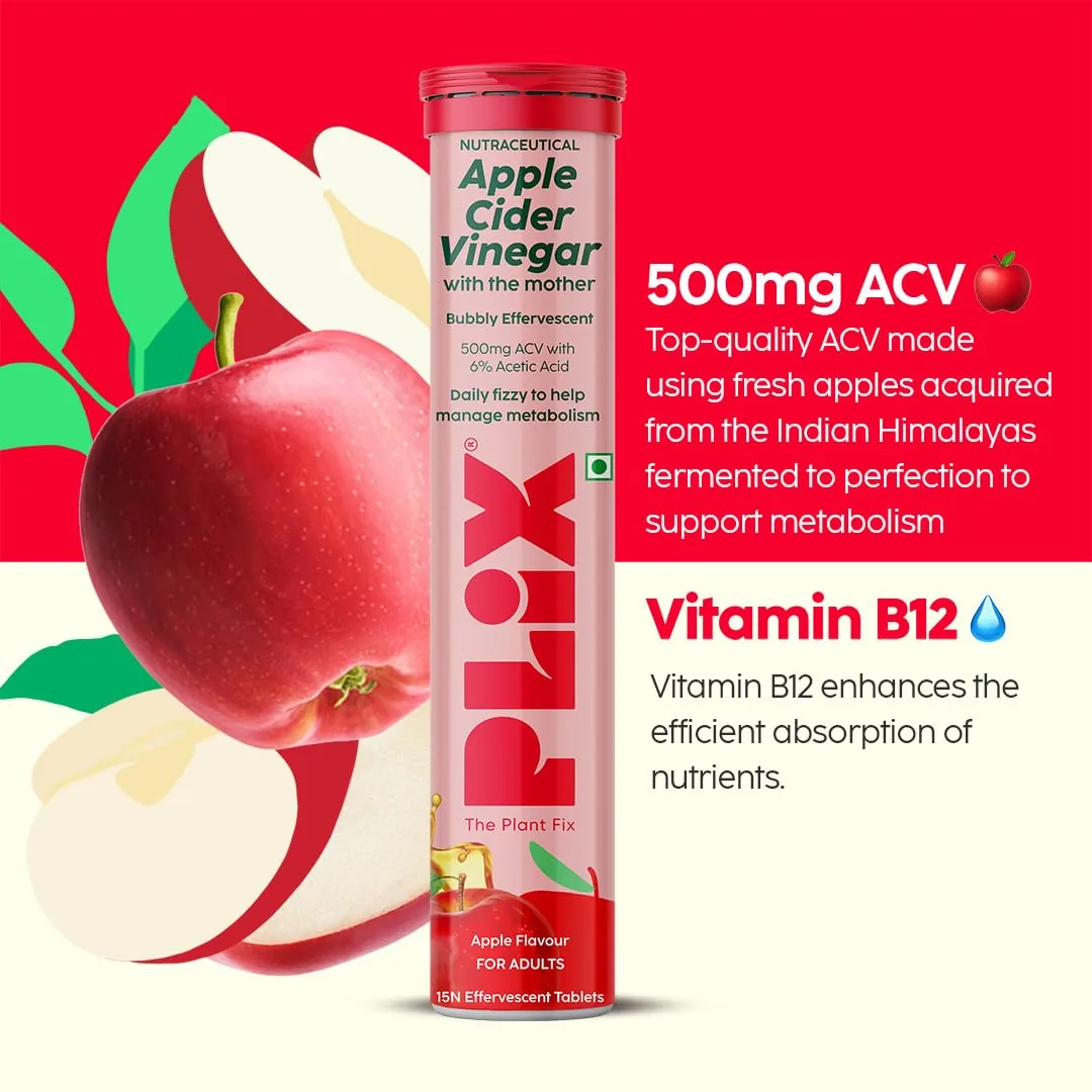 Plix The Plant Fix Apple Cider Vinegar Effervescent Tablets | Watermelon Flavor ACV with Mother | Digestion & Cravings Support-3