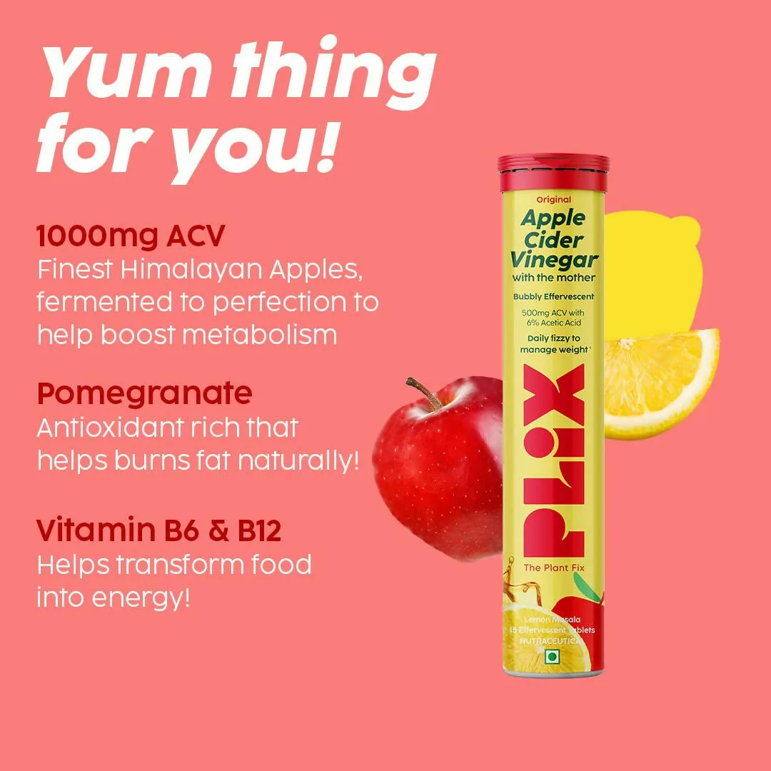 PLIX The Plant Fix Apple Cider Vinegar Effervescent Tablet with Mother | Lemon Masala Flavor | Daily Metabolism & Appetite Support-3