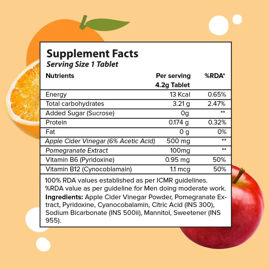 Plix The Plant Fix Apple Cider Vinegar Effervescent Tablet with Mother | Orange Squeeze Flavor | Daily Metabolism & Appetite Support-7