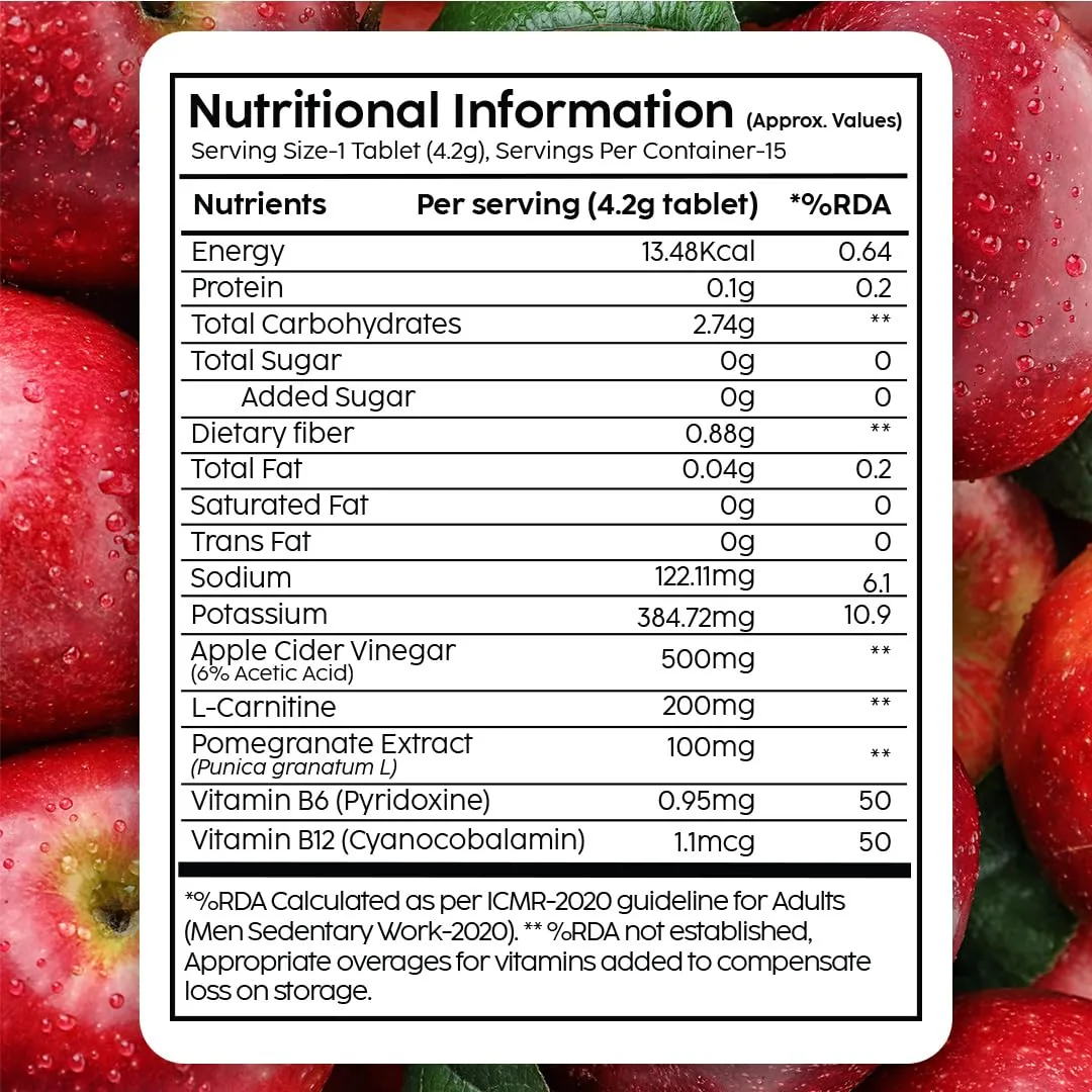 PLIX The Plant Fix L-Carnitine ACV Effervescent Tablets | Apple Burst Flavor | Metabolism & Energy Support-3