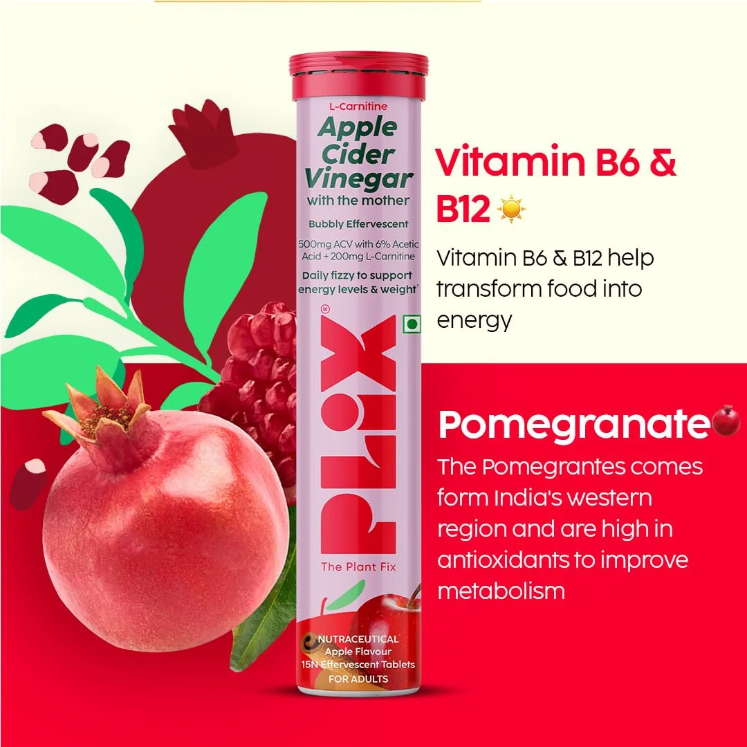PLIX The Plant Fix L-Carnitine ACV Effervescent Tablets | Apple Burst Flavor | Metabolism & Energy Support-4