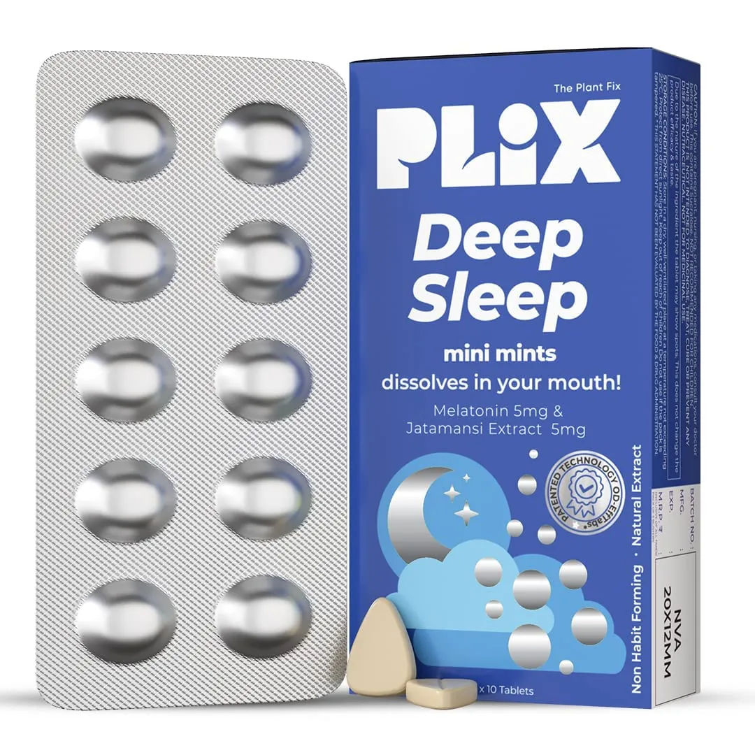 Plix The Plant Fix Melatonin Deep Sleep Oral Dissolving Mini Mints Effervescent Tablets
