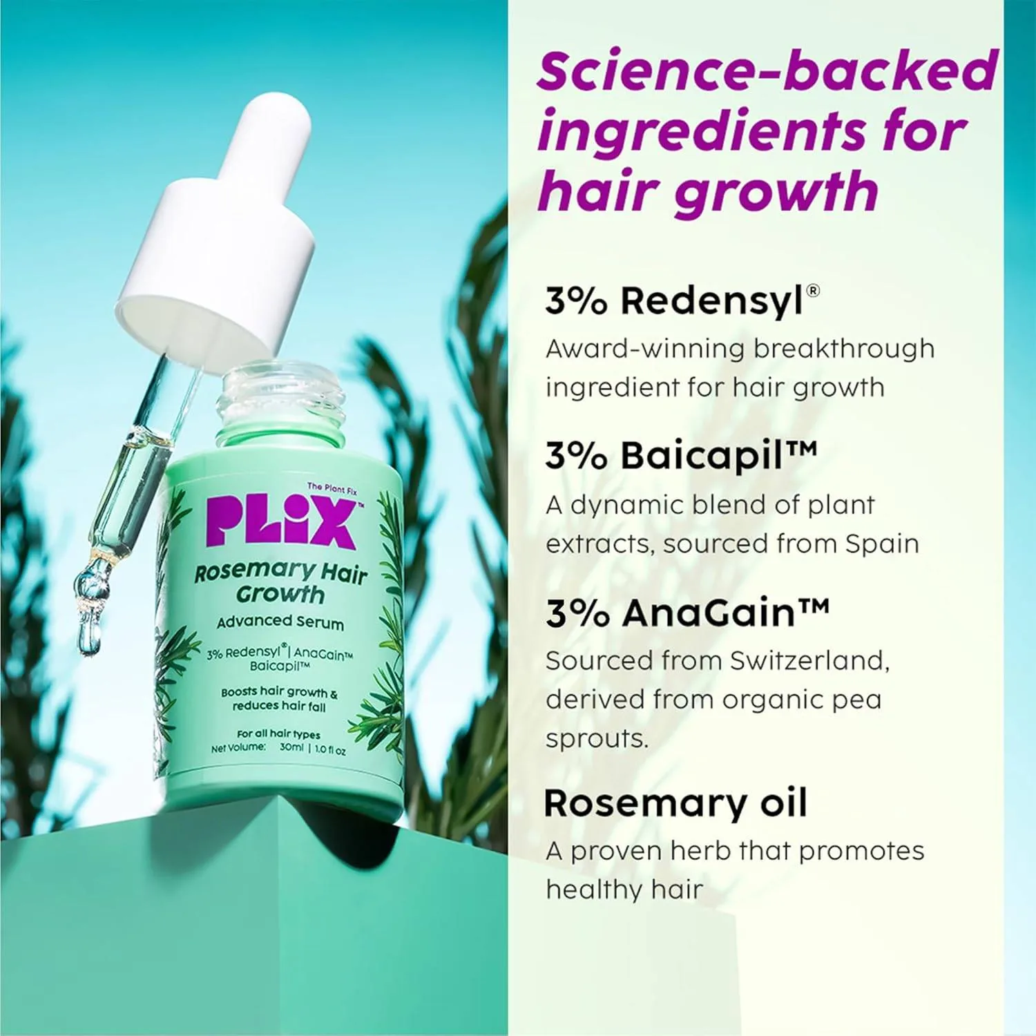 PLIX The Plant Fix Rosemary Advanced Hair Growth Serum | Scalp Care | Redensyl & Baicapil Formula-2