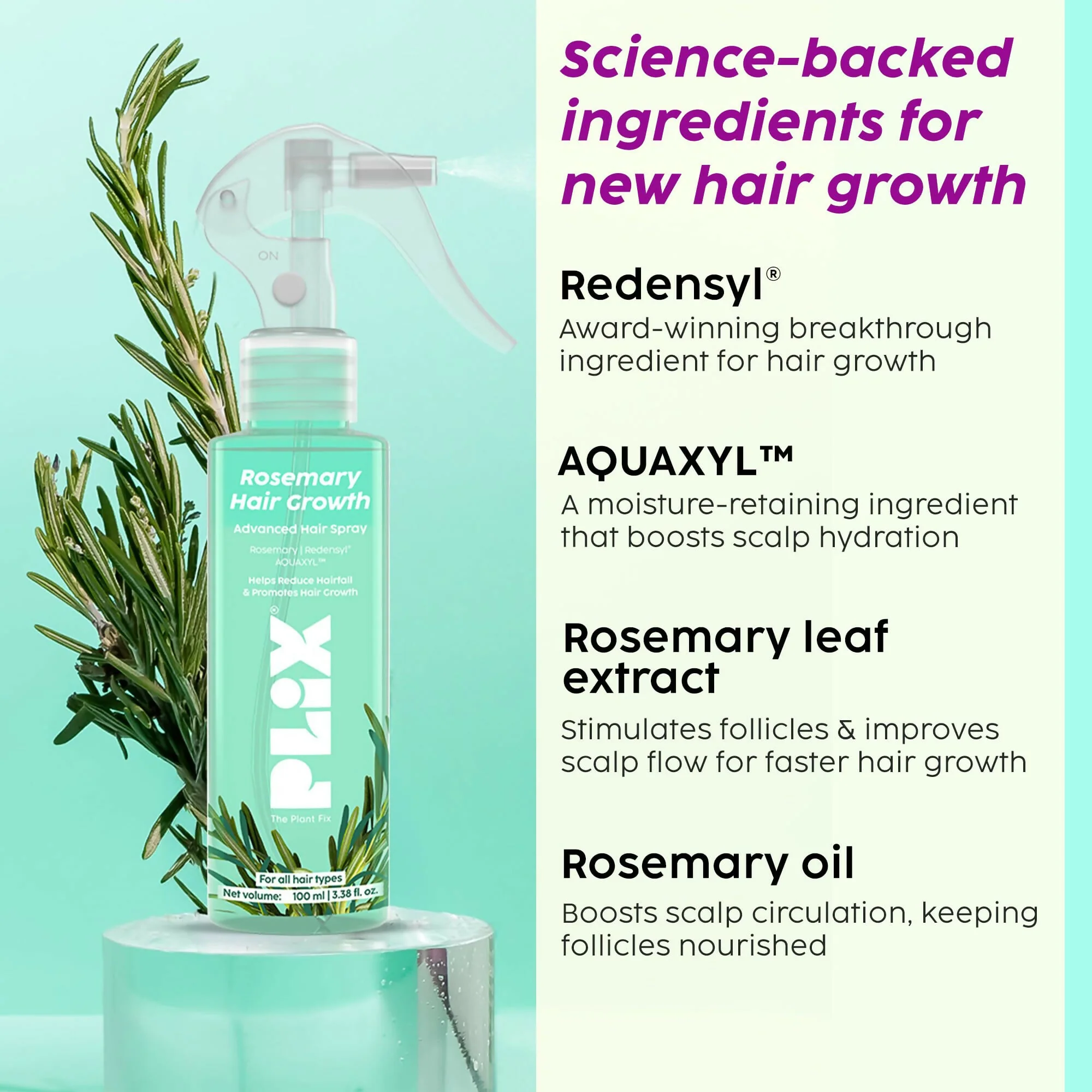 PLIX The Plant Fix Rosemary Hair Growth Advanced Hair Spray | Plant-Based Scalp Care | For Fuller and Thicker Hair-5