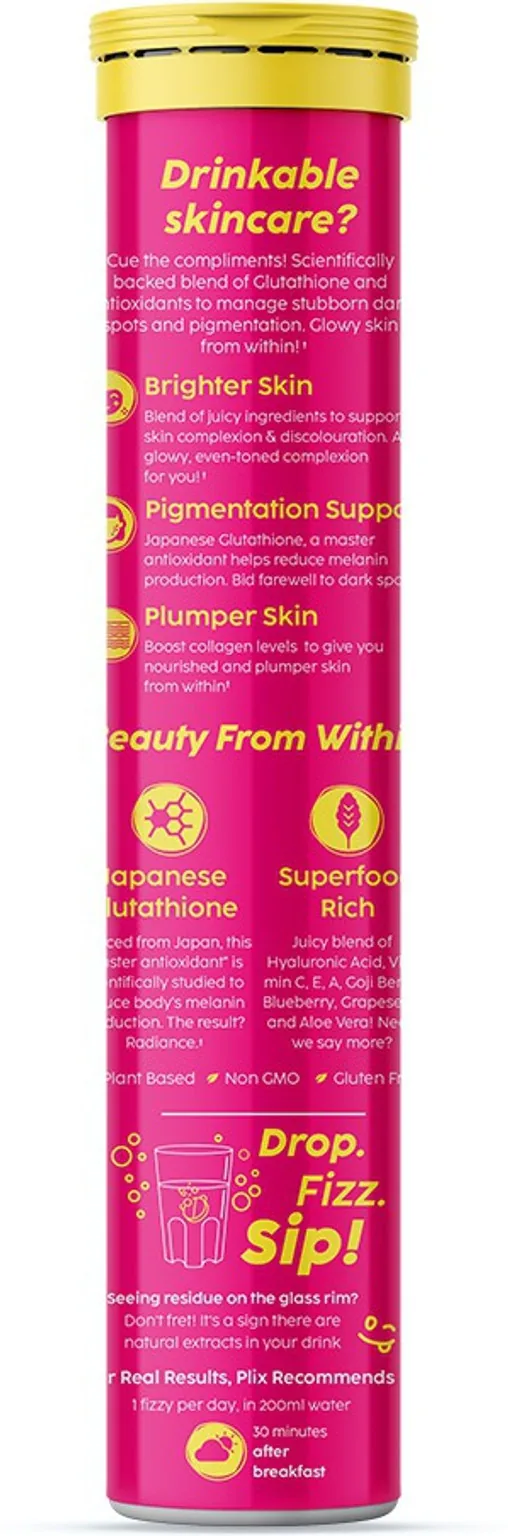 PLIX The Plant Fix Skin Hydration Combo | Effervescent Skincare Supplement | Hyaluronic Acid & Glutathione for Radiant Skin-2
