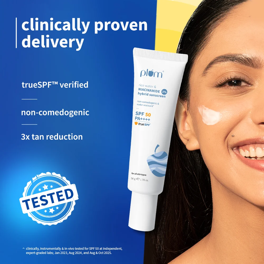 Plum 2% Niacinamide Sunscreen SPF 50 PA+++ UVA/B | Hybrid Gel-Cream Sunscreen | Tan Protection & No White Cast-1