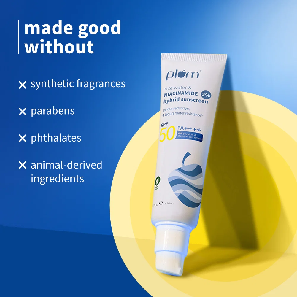 Plum 2% Niacinamide Sunscreen SPF 50 PA+++ UVA/B | Hybrid Gel-Cream Sunscreen | Tan Protection & No White Cast-3