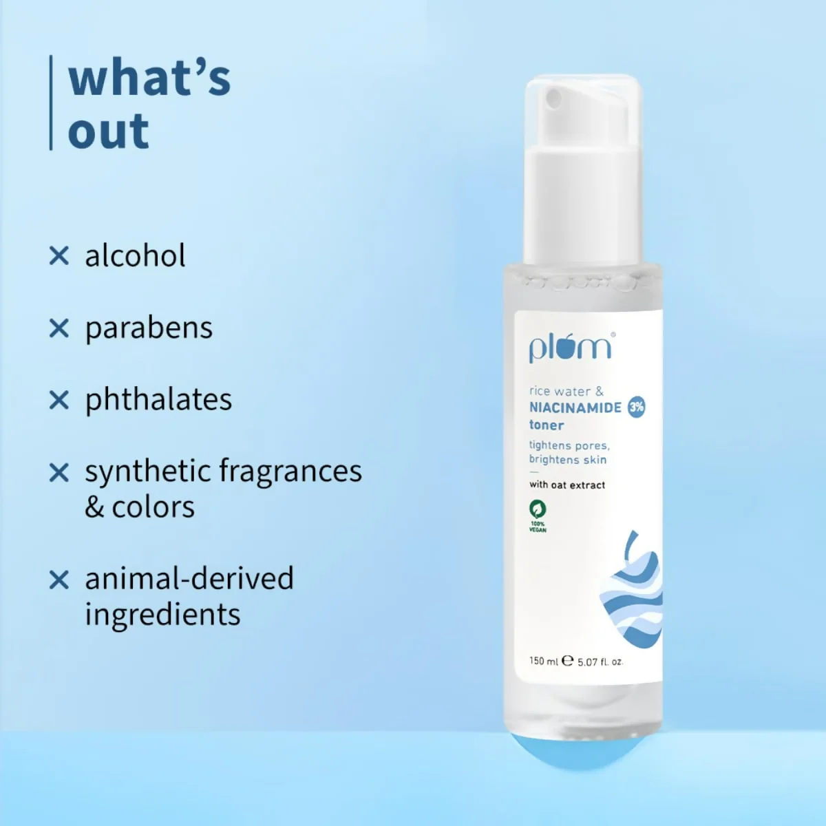 Plum 3% Niacinamide & Rice Water Face Toner | Pore Tightening and Blemish Clarifying Toner | Alcohol-Free Daily Skincare-1