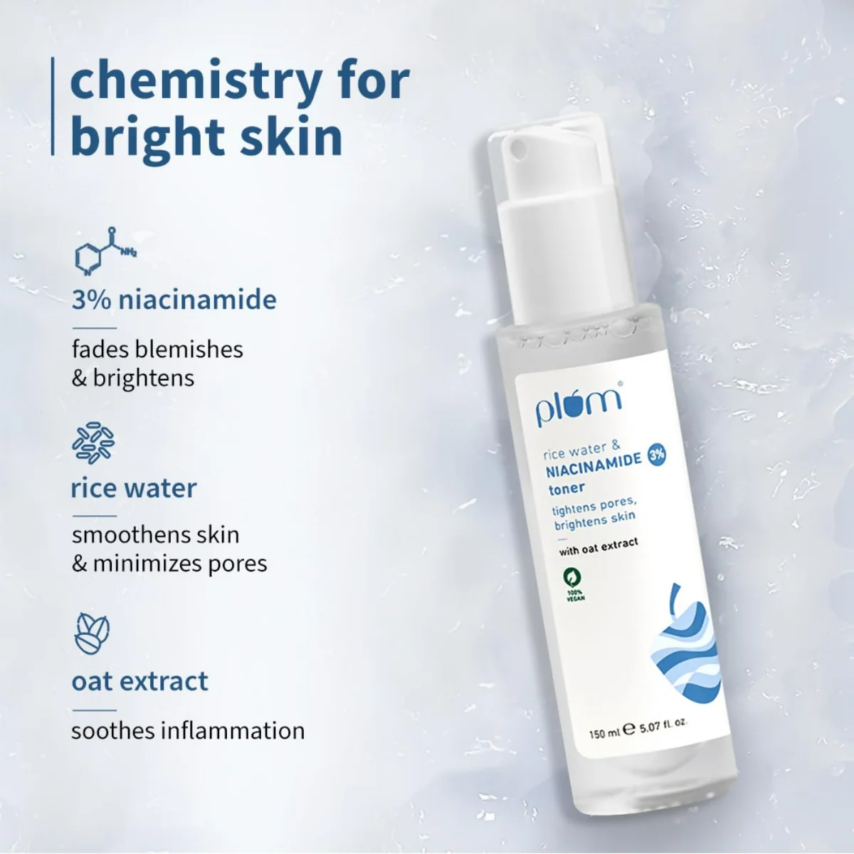 Plum 3% Niacinamide & Rice Water Face Toner | Pore Tightening and Blemish Clarifying Toner | Alcohol-Free Daily Skincare-2