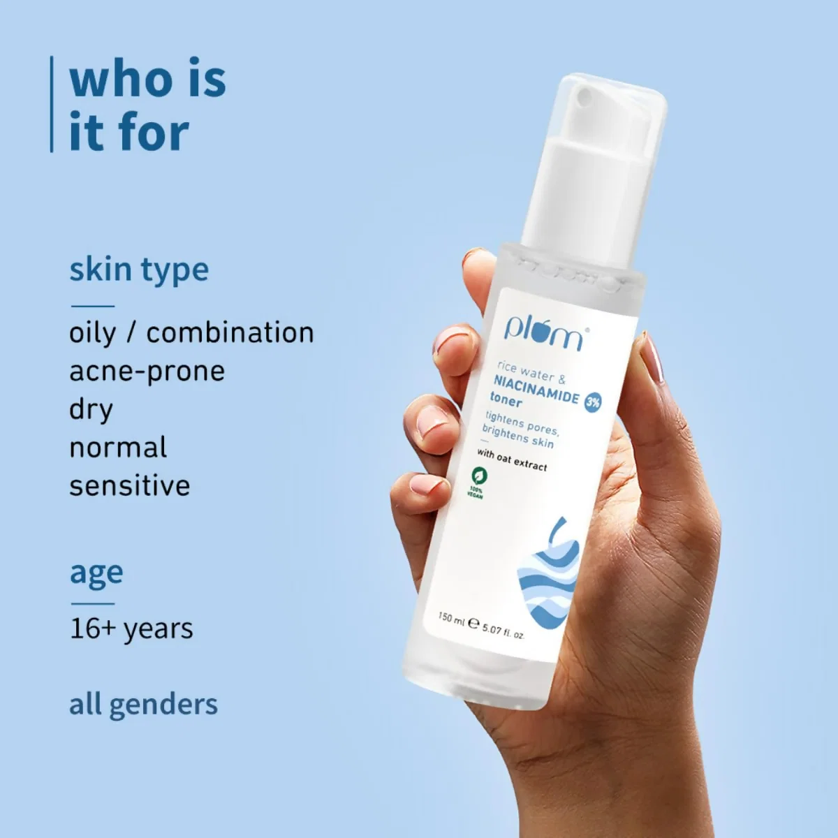 Plum 3% Niacinamide & Rice Water Face Toner | Pore Tightening and Blemish Clarifying Toner | Alcohol-Free Daily Skincare-3