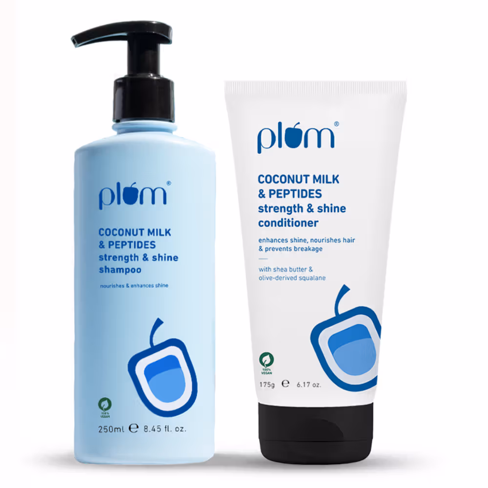 Plum Coconut Milk & Peptides Conditioner & Shampoo Combo | Hydrating Hair Care Duo | Softness and Moisture Boost Plum Coconut Milk & Peptides Conditioner & Shampoo Combo | Hydrating Hair Care Duo | Softness and Moisture Boost - combo of 2 (175 g + 250 ml)
