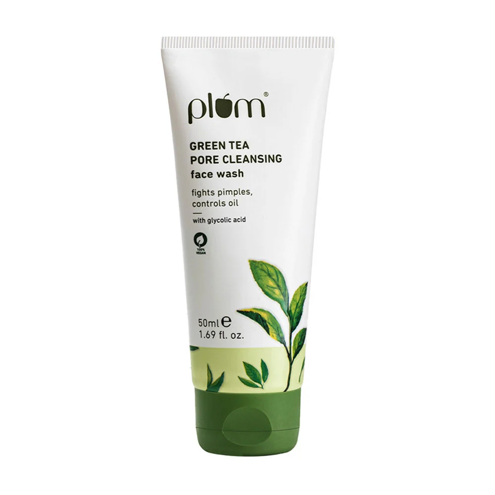 Plum Green Tea Pore Cleansing Face Wash | Acne-Fighting Facial Cleanser | Glycolic Acid & Green Tea for Oily Skin
