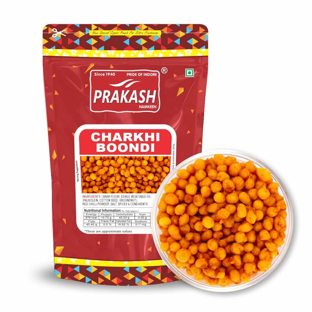 Prakash Namkeen Charkhi Boondi | Crunchy Spicy Boondi | Authentic Indori Snack-2