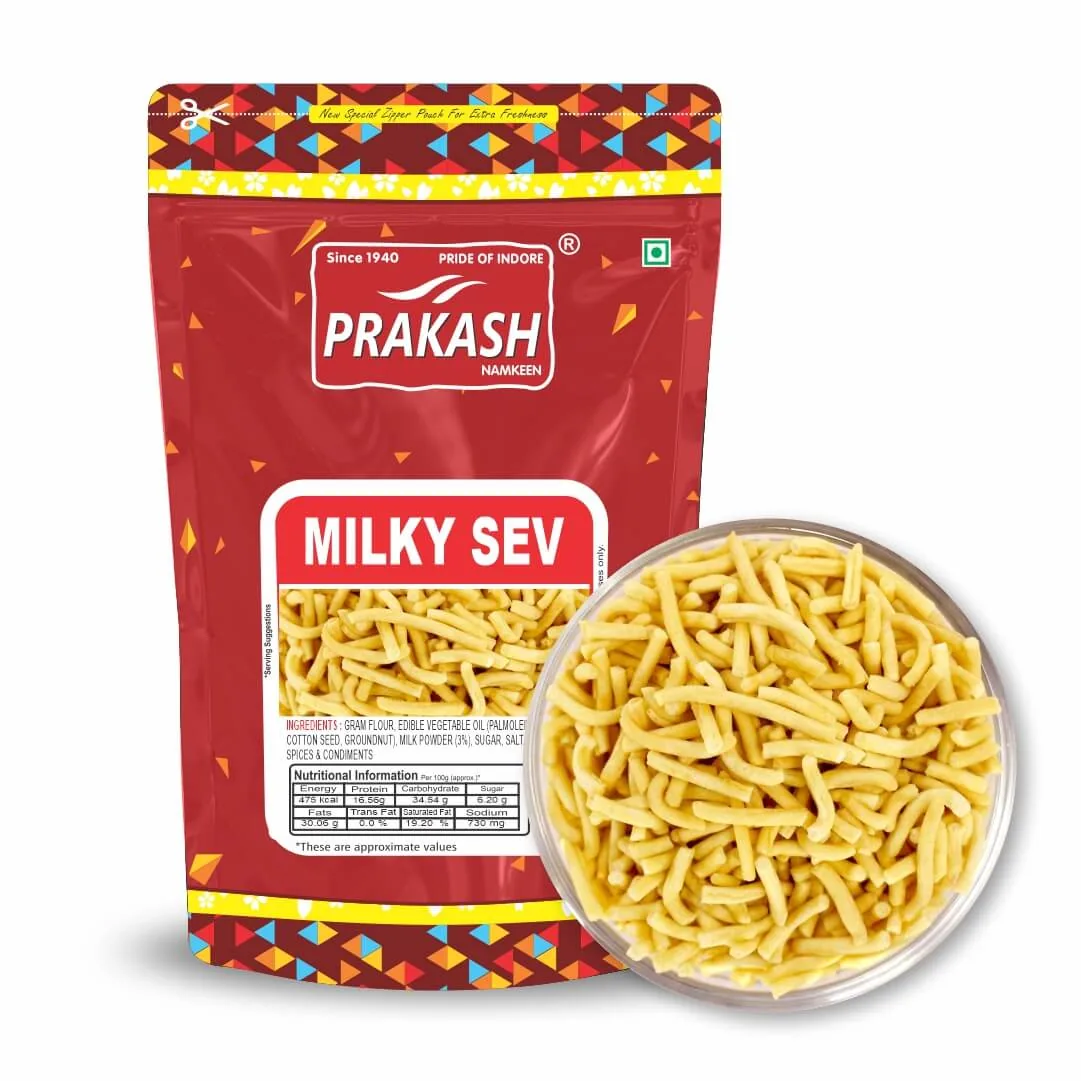 Prakash Namkeen Doodh Sev | Sweet Milky Indori Sev | Crispy Evening Snack-2