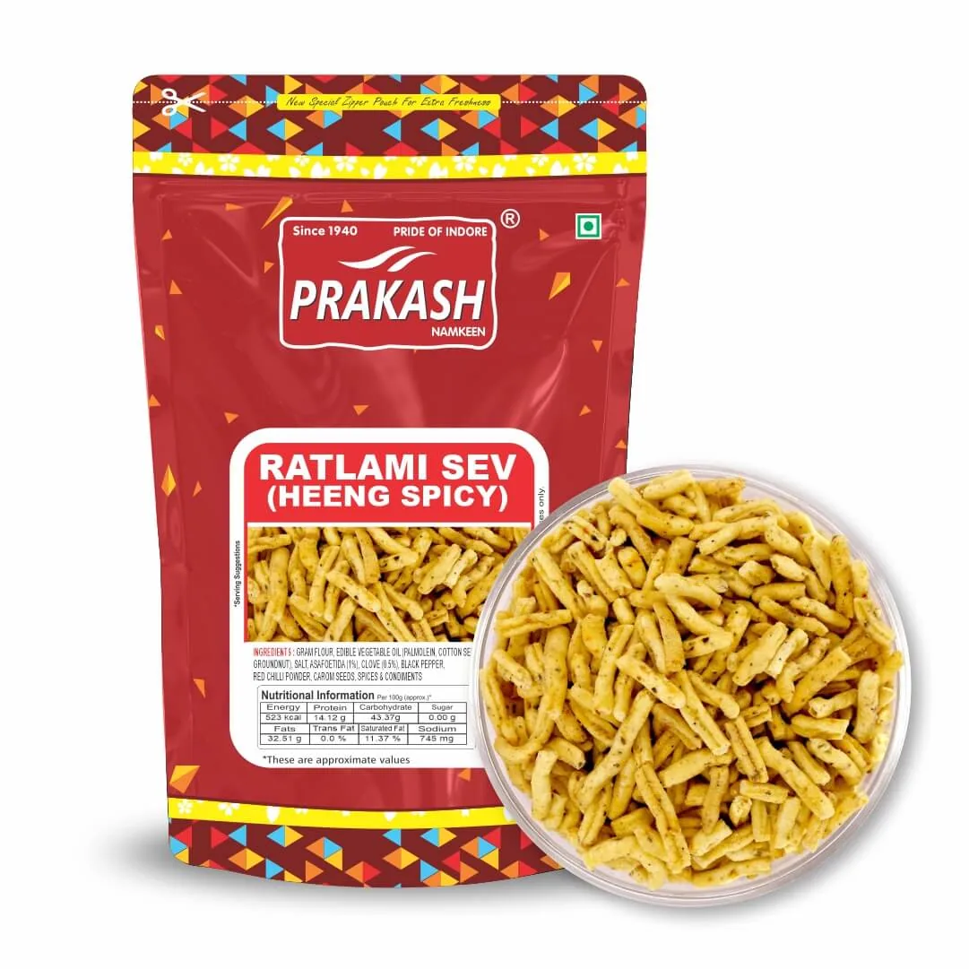 Prakash Namkeen Ratlami Sev Heeng | Spicy Crispy Indori Sev | Authentic Asafoetida Flavor-2