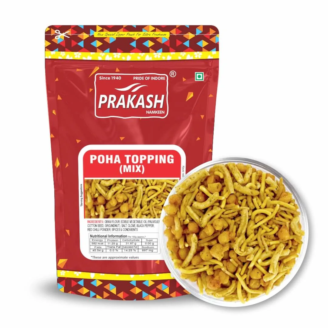 Prakash Poha Special Sev | Indori Crispy Topping Mix | Authentic Spiced Gram Flour Garnish-2