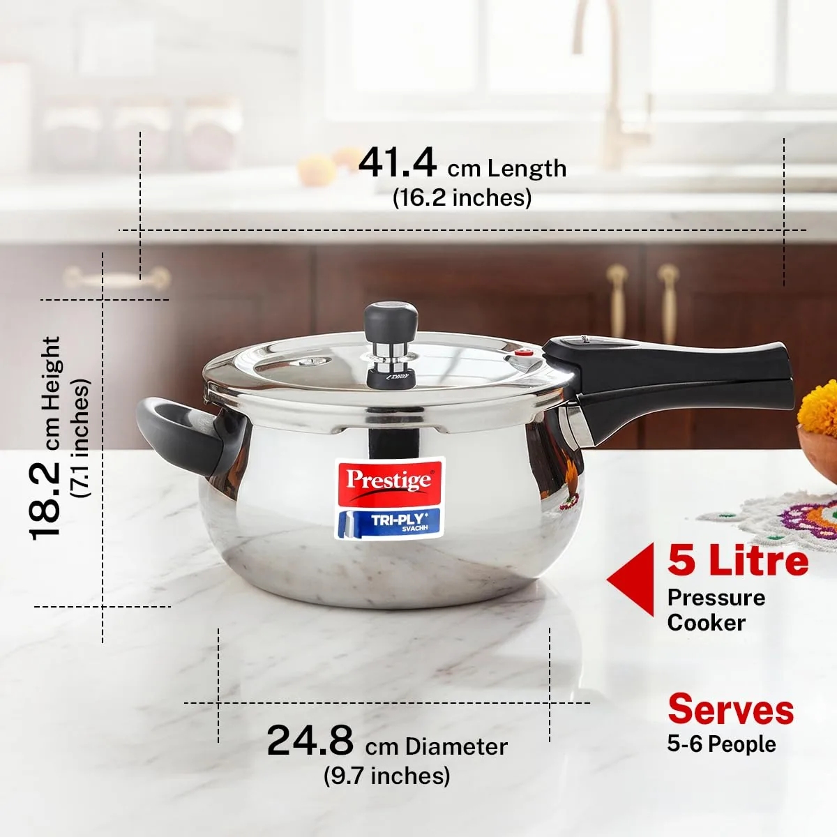 Prestige 5 Litre TRIPLY Svachh Outer Lid Pressure Cooker-3