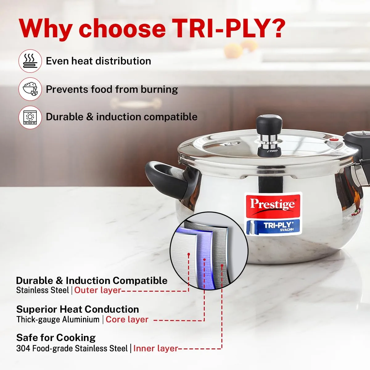 Prestige 5 Litre TRIPLY Svachh Outer Lid Pressure Cooker-5