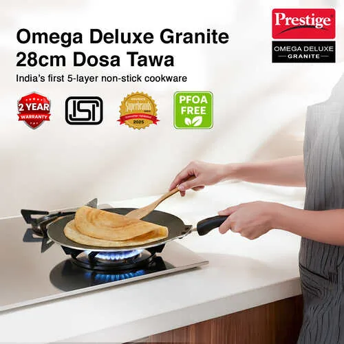 Prestige Omega Deluxe Granite Dosa Tawa, Black, Nonstick Aluminium-7