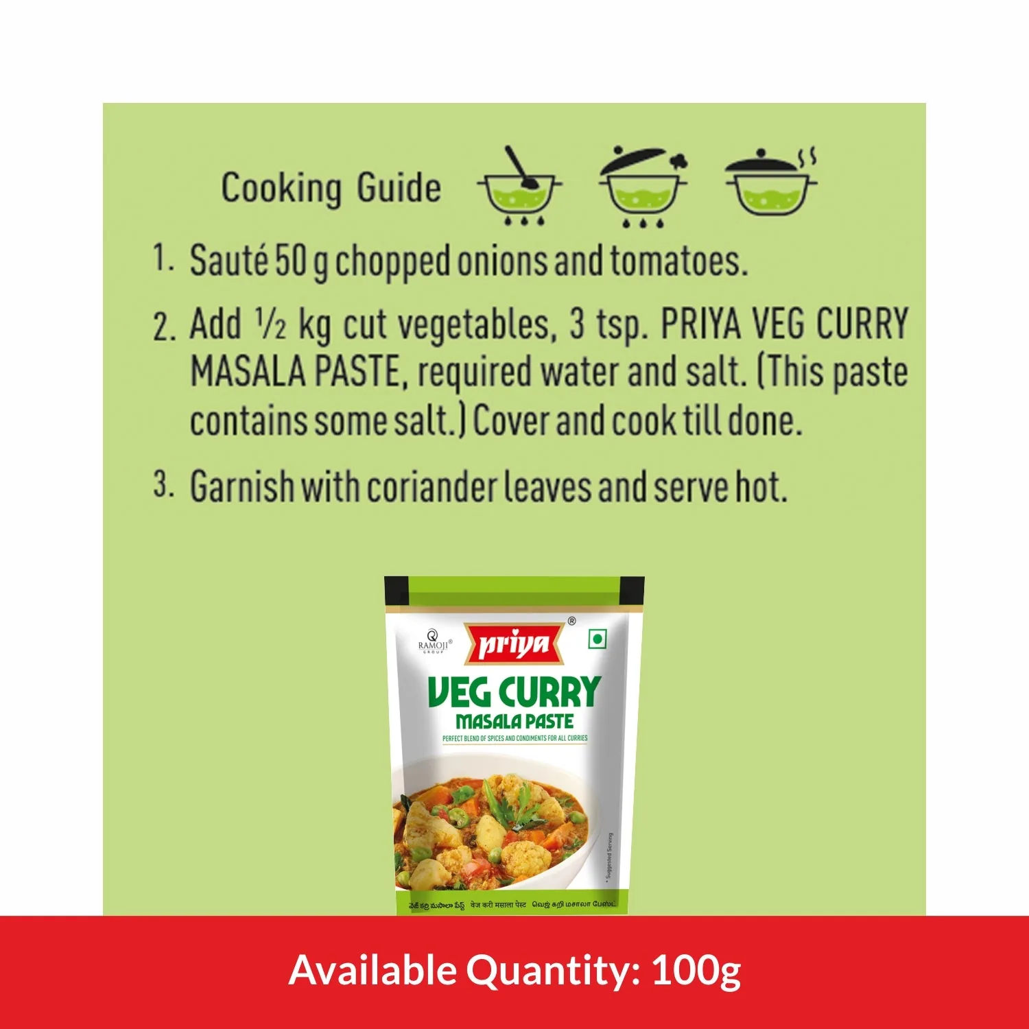 Priya Veg Curry Masala Paste | Ready-to-Cook Indian Gravy Base | Quick Vegetarian Curries-4