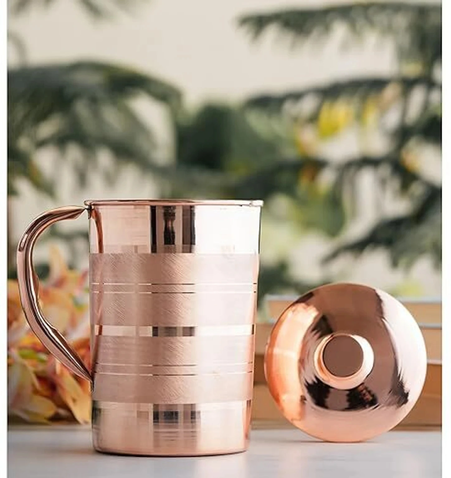 Pure Copper Water Jug With Handles And Lid | Traditional Ayurvedic Pitcher | Rust-Free Leakproof Design-2