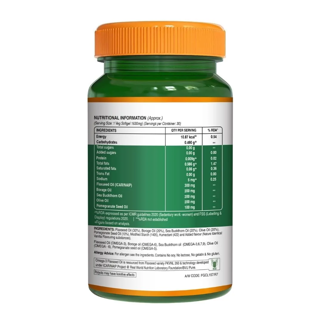 Pure Nutrition Omega 3-5-6-7-9 | Plant-Based Vegan Softgels | Complete Essential Fatty Acids for Heart & Brain Health-2