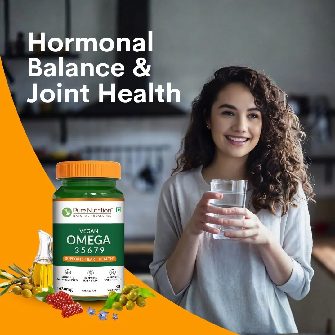 Pure Nutrition Omega 3-5-6-7-9 | Plant-Based Vegan Softgels | Complete Essential Fatty Acids for Heart & Brain Health-5