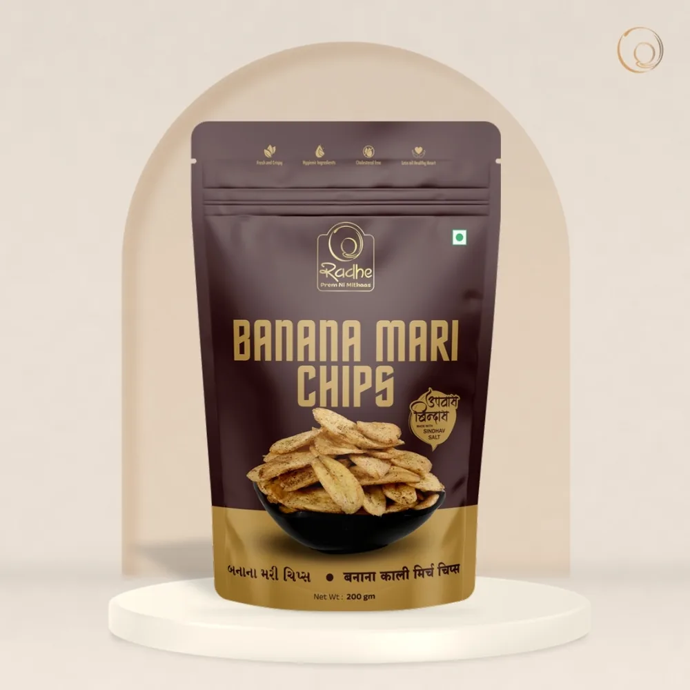 Radhe Prem Ki Mithaas Banana Chips Masala | Crispy Raw Banana Wafers | Savory Spicy Indian Namkeen 200 gm