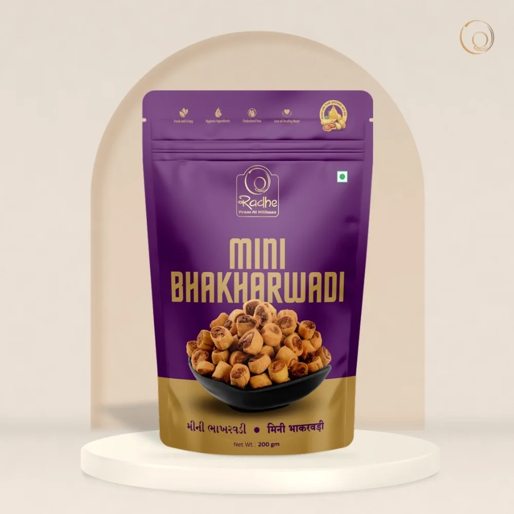 Radhe Prem Ki Mithaas Mini Bhakharwadi | Crispy Gujarati Farsan | Sweet & Spicy Tea Snack 200 gm