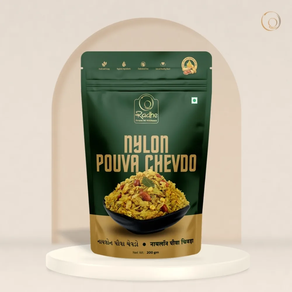 Radhe Prem Ki Mithaas Nylon Pouva Chevda | Sweet & Savory Poha Namkeen | Traditional Gujarati Snack 200 gm