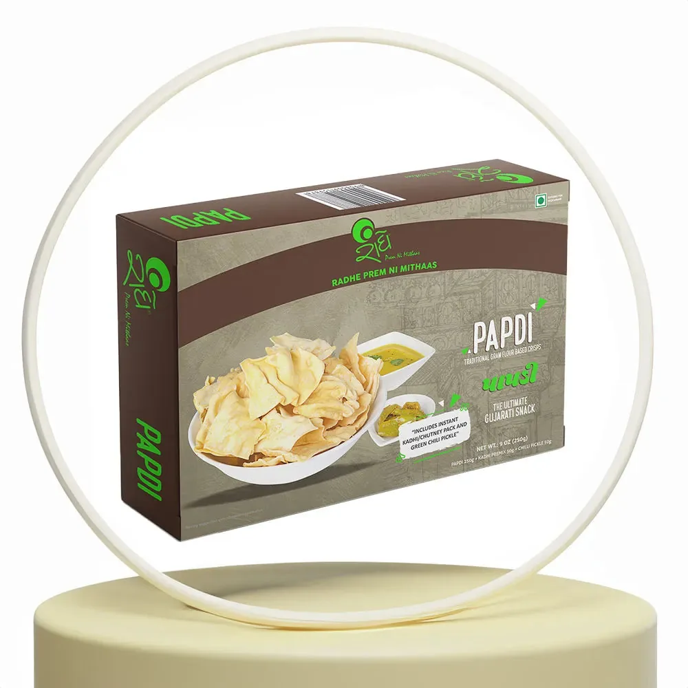 Radhe Prem Ki Mithaas Plain Papdi | Crisp Gujarati Besan Namkeen | Authentic Tea-Time Snack 250 gm