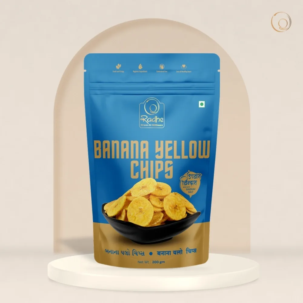 Radhe Prem Ki Mithaas Yellow Banana Chips | Crispy South Indian Wafer | Authentic Snack 200 gm