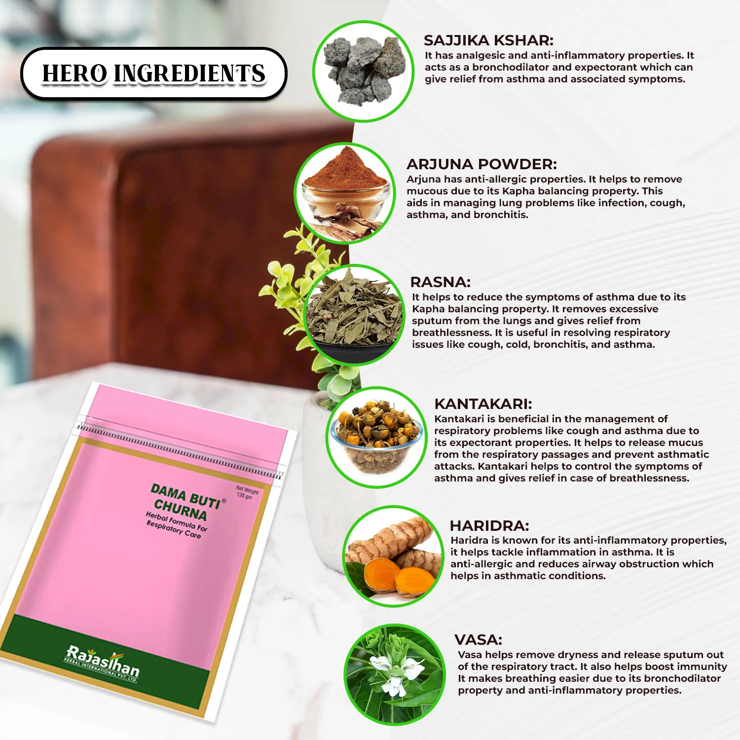 Rajasthan Herbals Dama Buti Churna | Ayurvedic Respiratory Support | Natural Breathing & Lung Wellness Powder-4
