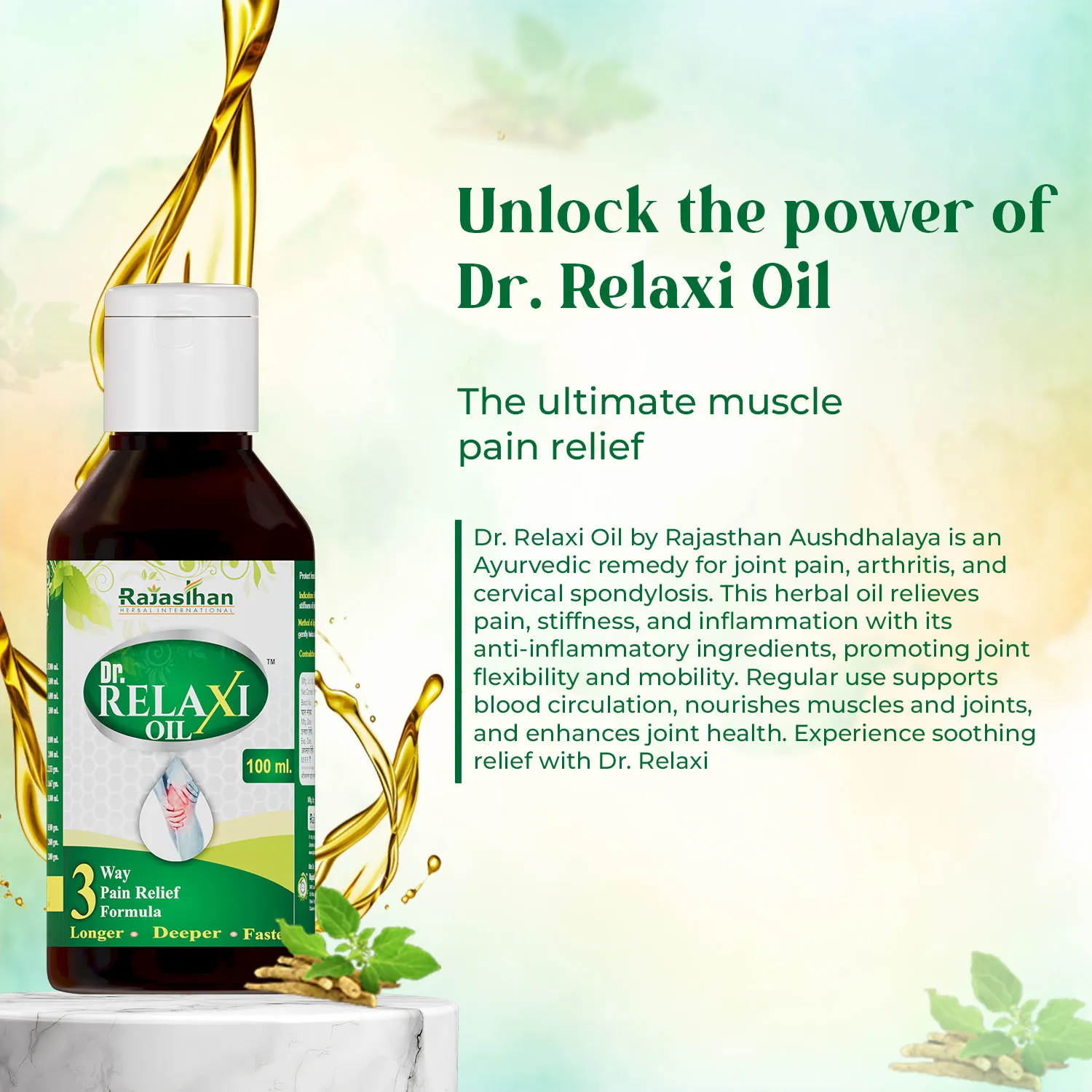 Rajasthan Herbals International Dr Relaxi Oil | Ayurvedic Joint Massage Blend | Soothing Muscle & Stiffness Care-4