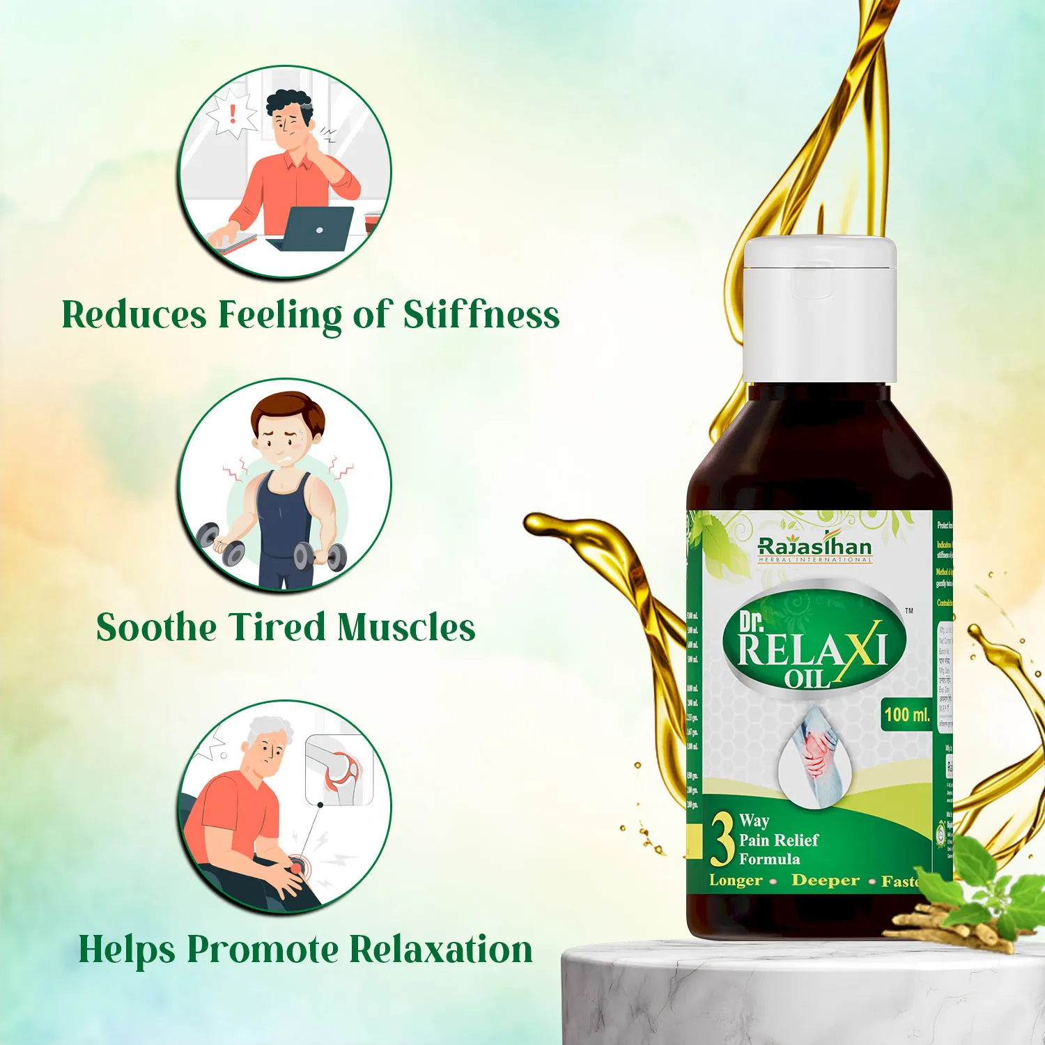 Rajasthan Herbals International Dr Relaxi Oil | Ayurvedic Joint Massage Blend | Soothing Muscle & Stiffness Care-6