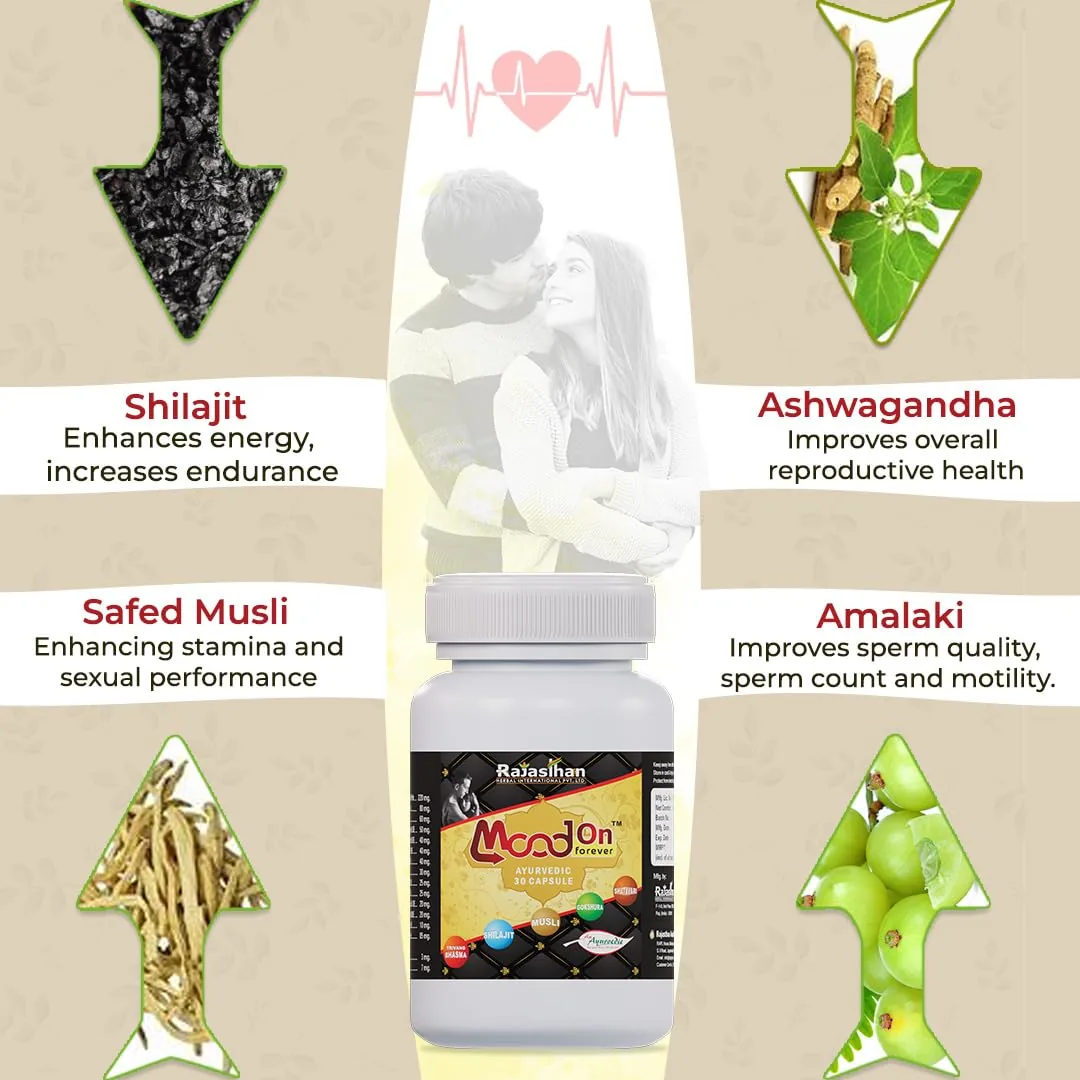 Rajasthan Herbals International Mood On Forever Capsules | Ayurvedic Vitality Supplement | Stamina & Energy Booster-5