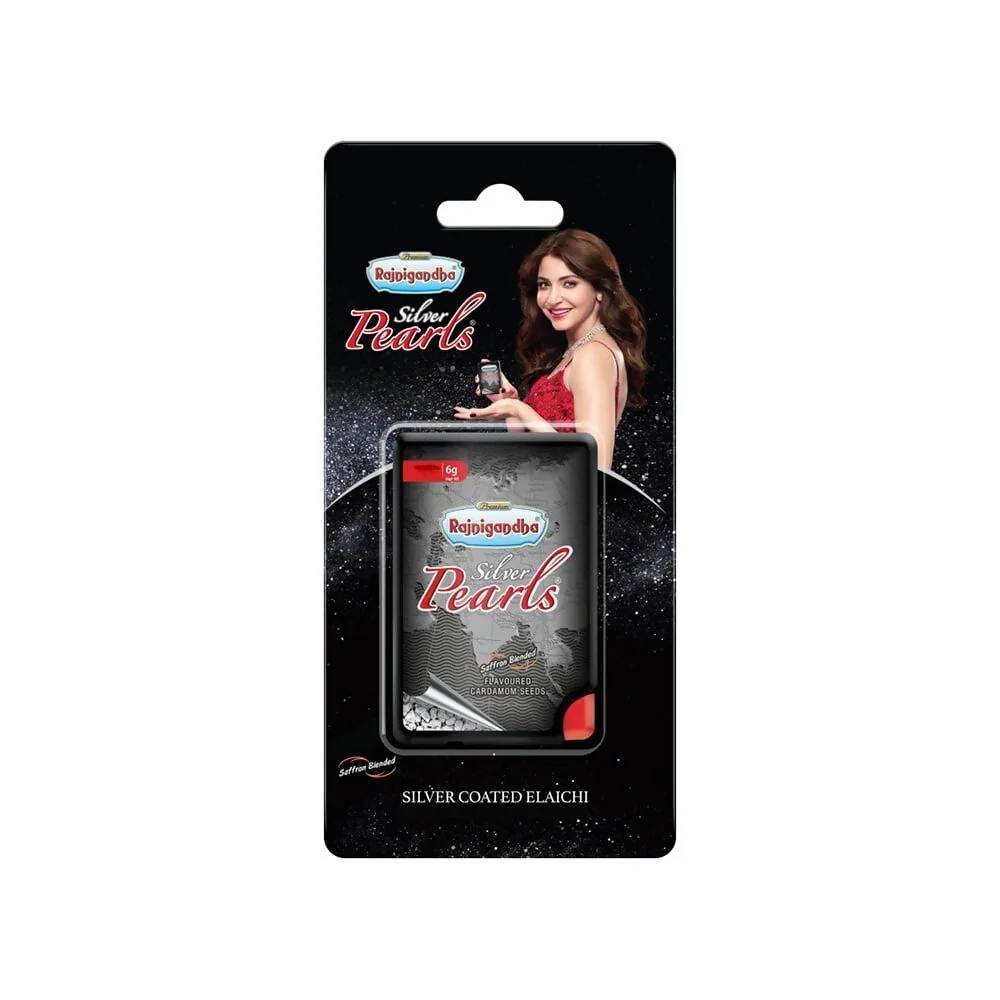 Rajnigandha Silver Pearls | Saffron Blended Cardamom Seeds | Silver Coated Mouth Freshener-3