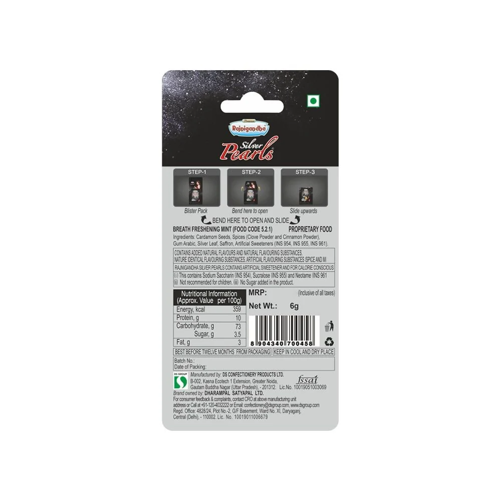 Rajnigandha Silver Pearls | Saffron Blended Cardamom Seeds | Silver Coated Mouth Freshener-4